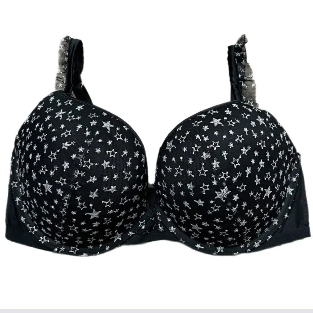 Victoria’s Secret Dream Angels Push Up Padded Lace Bra Black - Silver 34DD